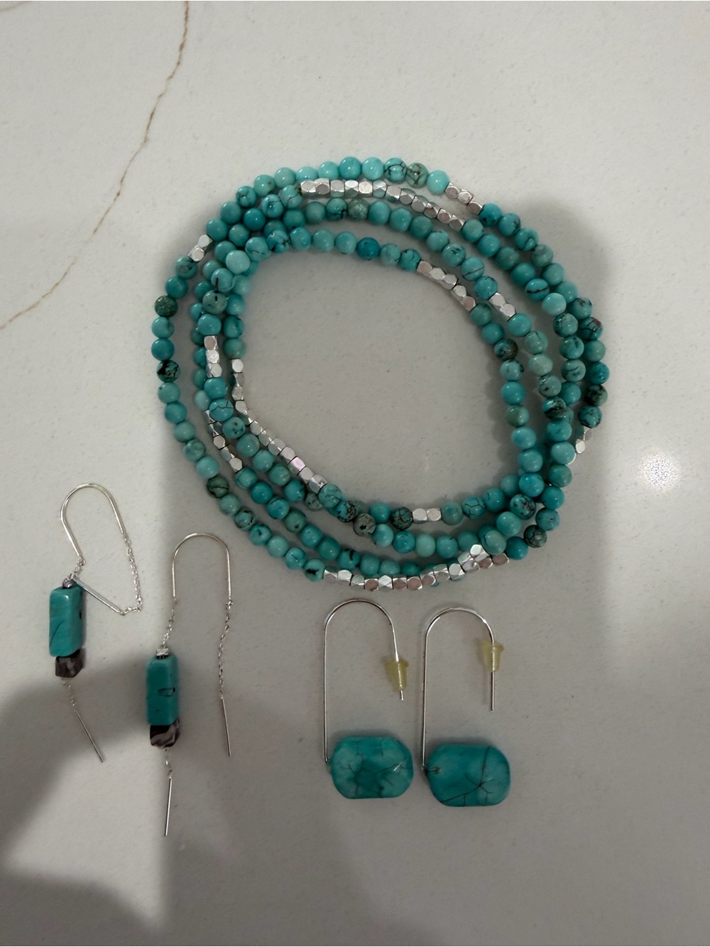 Scout Turquoise Bead Wrap Bracelet with Turquoise Earrings